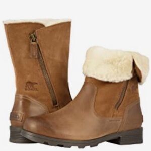 Sorel Emelie Foldover Boots Womens Tan Sz 7 Cozy Warm Winter Snow Outdoors